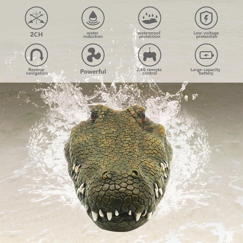 Flytec V002 RC Boat 2.4G Remote Control Electric Racing Boat for Pools with Simulation Crocodile Head Spoof Toy