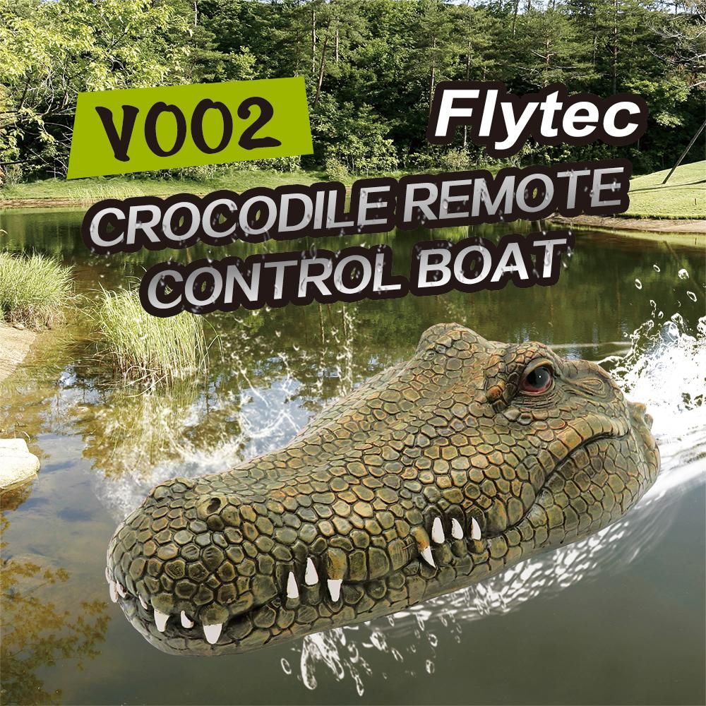 Flytec V002 RC Boat 2.4G Remote Control Electric Racing Boat for Pools with Simulation Crocodile Head Spoof Toy