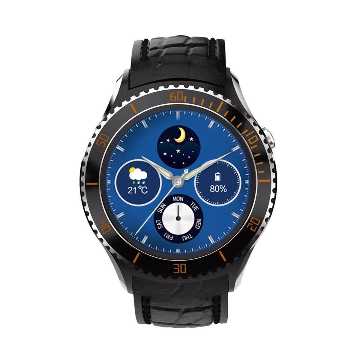 I2 Android 5.1 OS 3G MTK6580 Quad Cord 512MB+4GB 1.33inch 450mAh IP54 Waterproof Smart Watch Black (black)