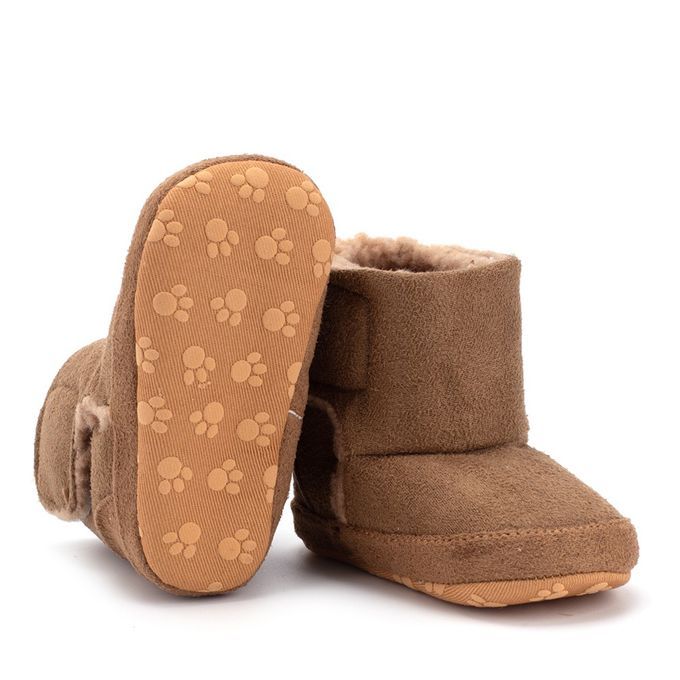 Winter Kids Cotton Shoes Non-Slip Warm Baby Brown For 9-12 Months