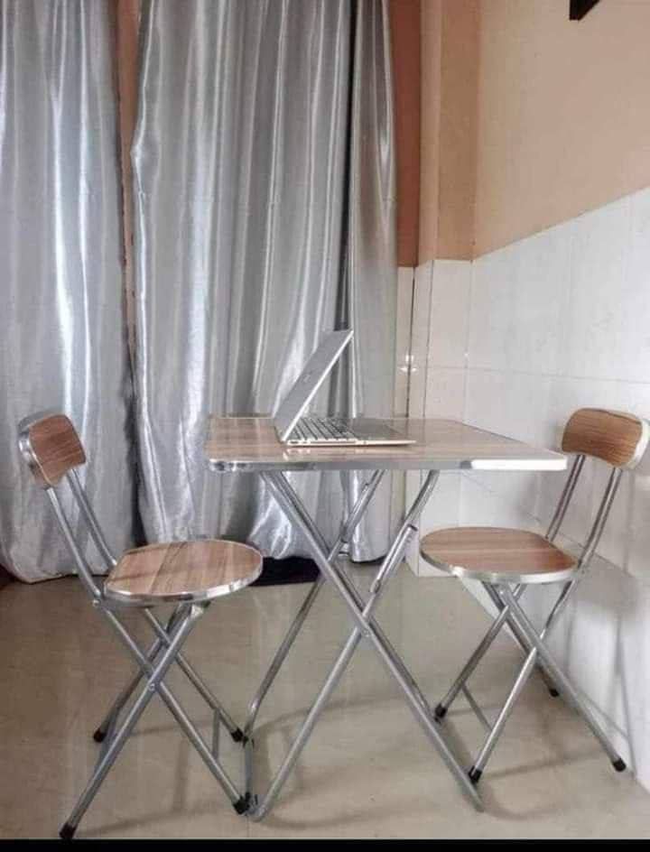 Adjustable Reading Table And Two (2) Chairs -Wooden/Metallic
