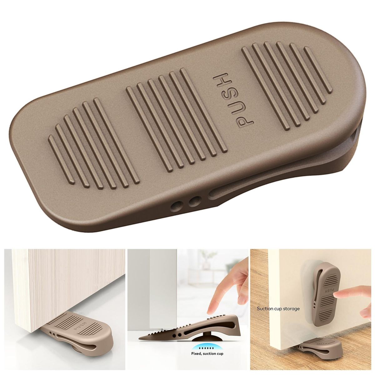 Door Stop Wedge Suction Cup Door Stopper Dark Coffee