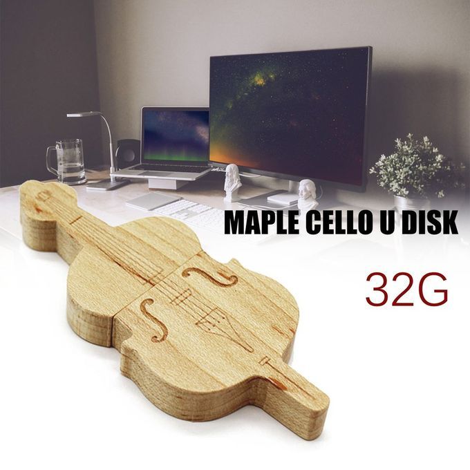 Reative Maple Wood Pen Drive Violin Shaped USB2.0 Flash Drive Memory Sti K-wood Color-32G