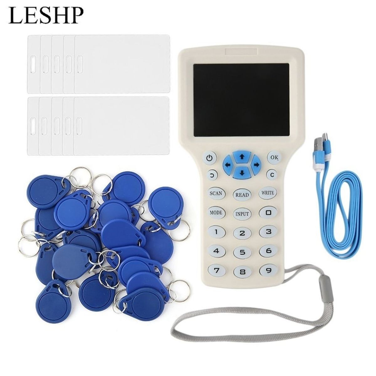 OR Super Full-Featured RFID Copier ID/IC Card Reader/Writer+10 Cards+20 Tags-white