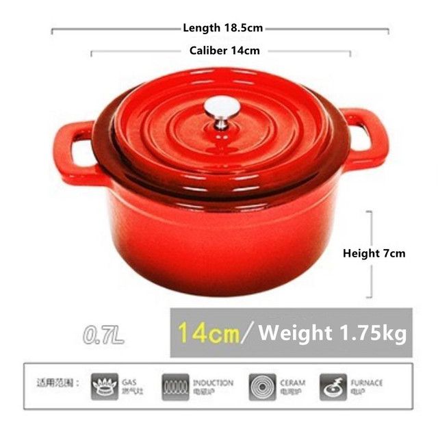 Ovens Enameled Cast Iron Covered Casserole Cooking Pot