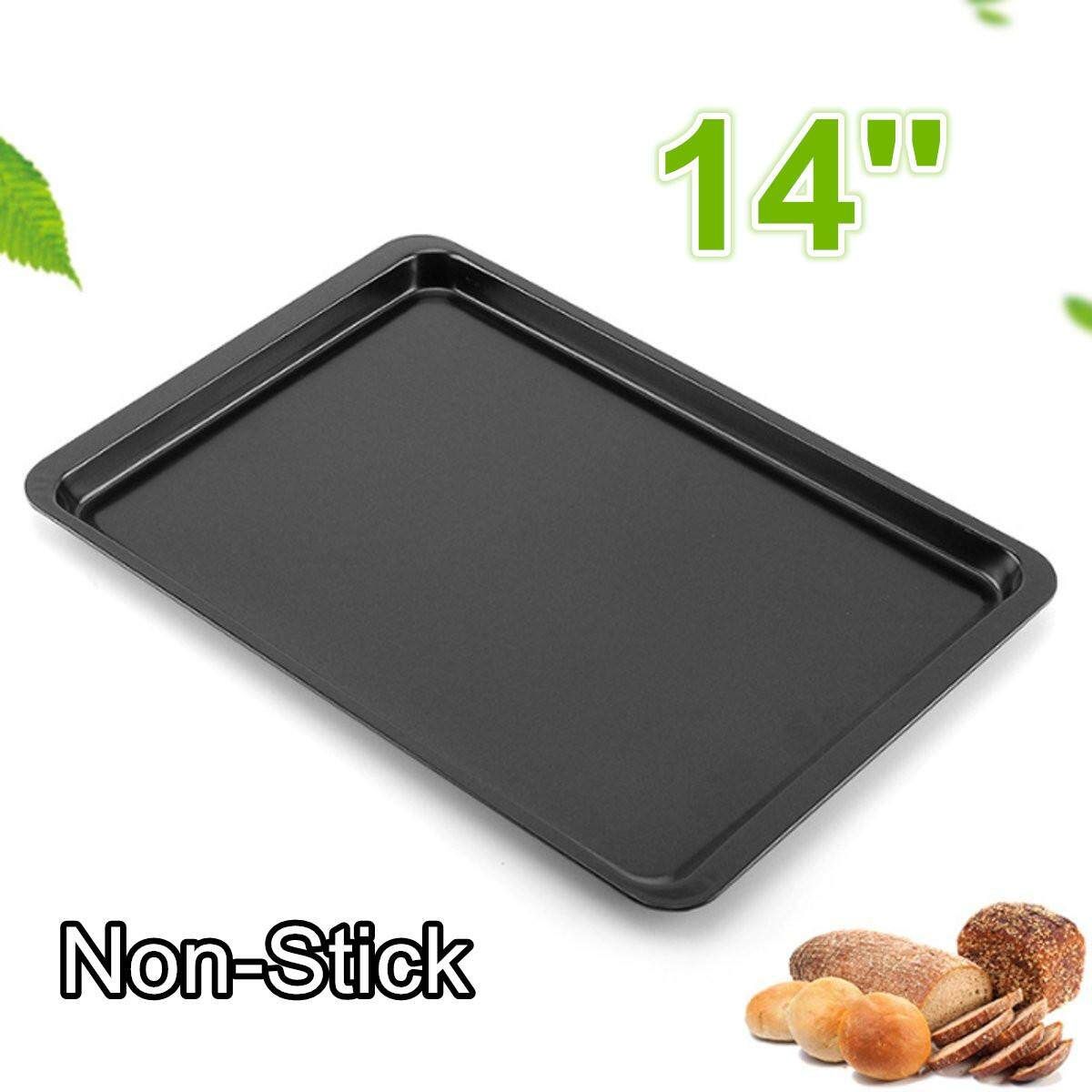 14'' Non-Stick Baking Tray Carbon Steel Bread Cake Cookies Pan Bakery Oven Tools