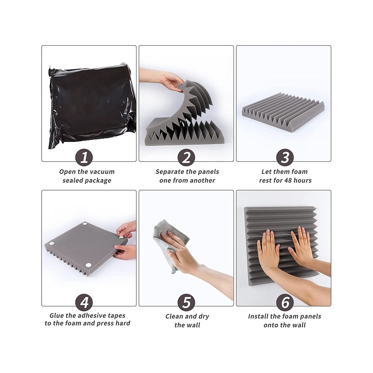 Acoustic Foam Panels 12 Pcs Soundproof Wall Panels 30x30x5cm High Density Sound Absorbing Panel for Walls White