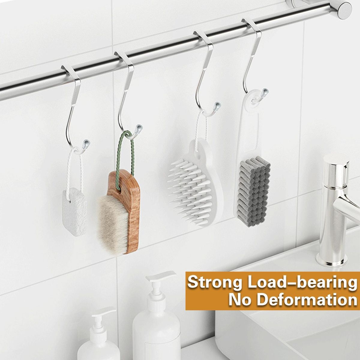 Stainless Steel S-shape Double Hook Versatile Door Hanger for Kitchen Silver
