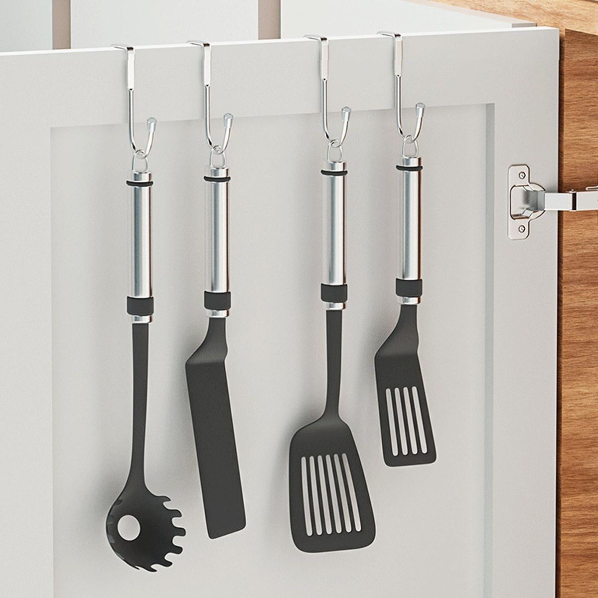 Stainless Steel S-shape Double Hook Versatile Door Hanger for Kitchen Silver