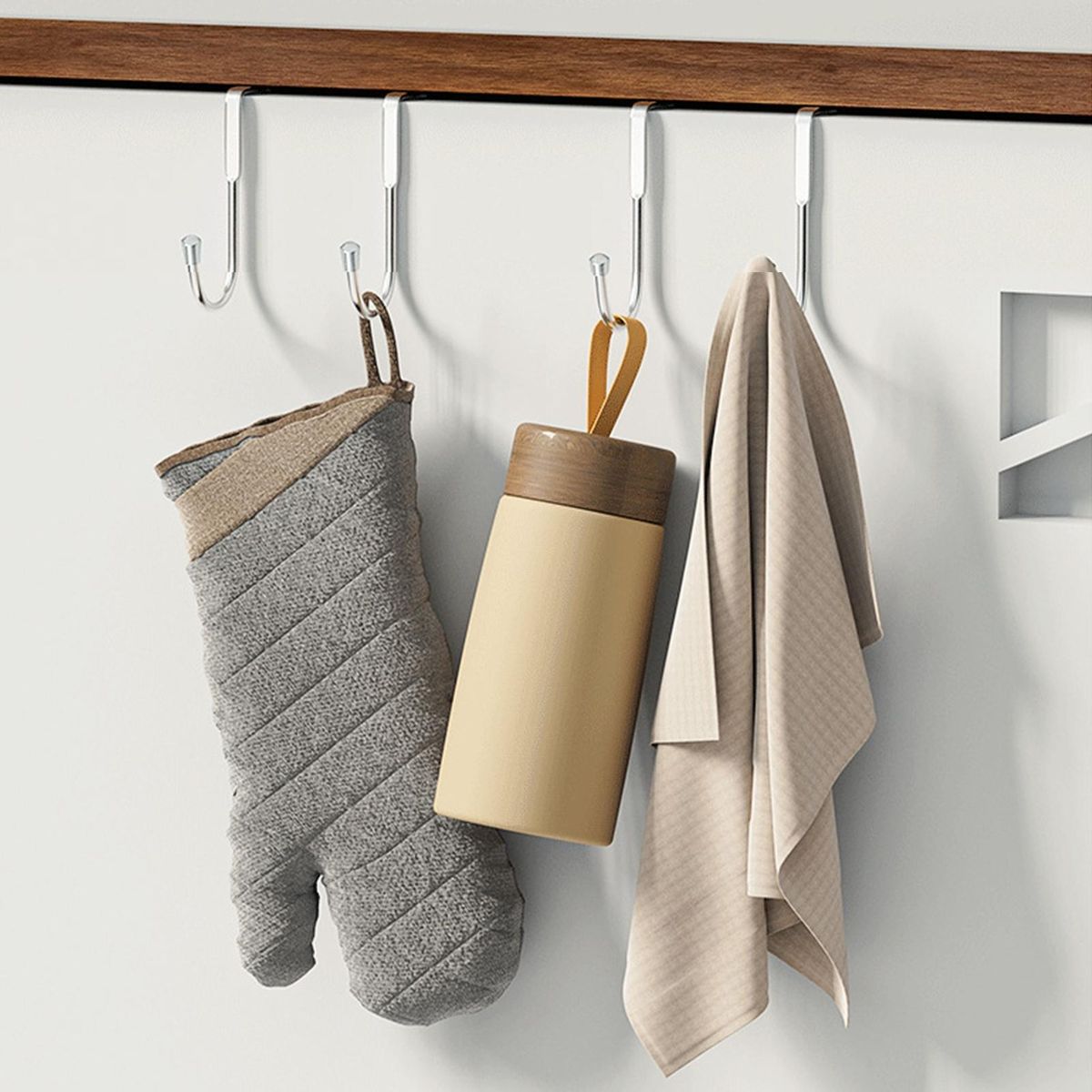 Stainless Steel S-shape Double Hook Versatile Door Hanger for Kitchen Silver