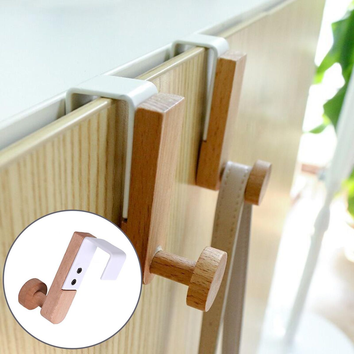 Door Back Hanger Cabinet Behind Door Storage Hanger Hook Wooden Color