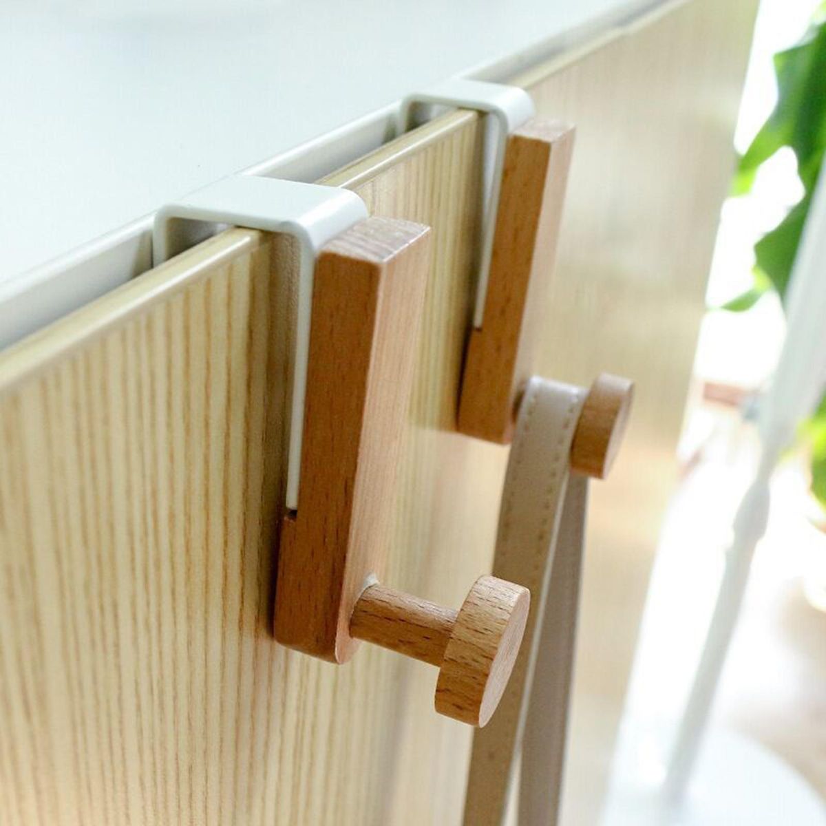 Door Back Hanger Cabinet Behind Door Storage Hanger Hook Wooden Color