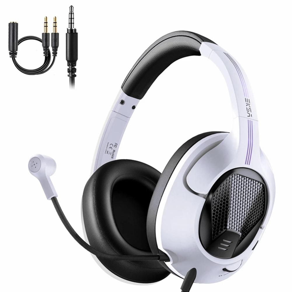 EKSA Gaming Headset 3.5mm Stereo Wired Headphones with Microphone Noise Cancelling for PC/Xbox One/Nintendo Switch-White