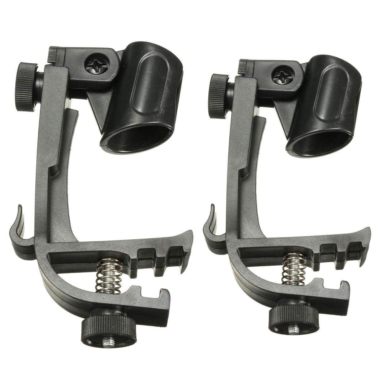 2X Adjustable Clip On Drum Rim Shock Mount Microphone Mic Clamp Holder (2-Pack)