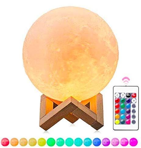 Led 3D Creative Print Moon Night Light Colorful Lunar  Portable USB Chargeable Table Lamp Lights Remote Control Lamp Droshipping
