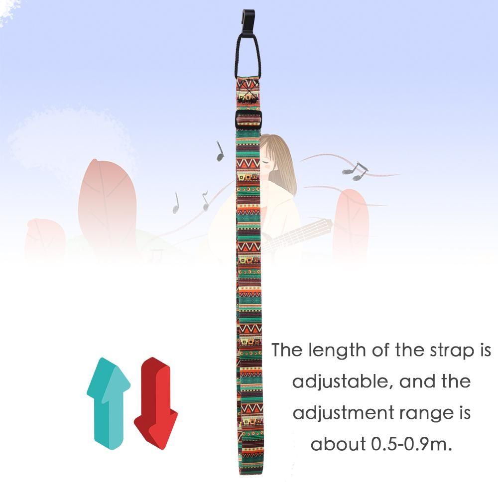 Colorful Ukulele Straps Thermal Transfer Ribbon Ethnic Style Practical Little Guitar Belt Musical Instrument Accessory