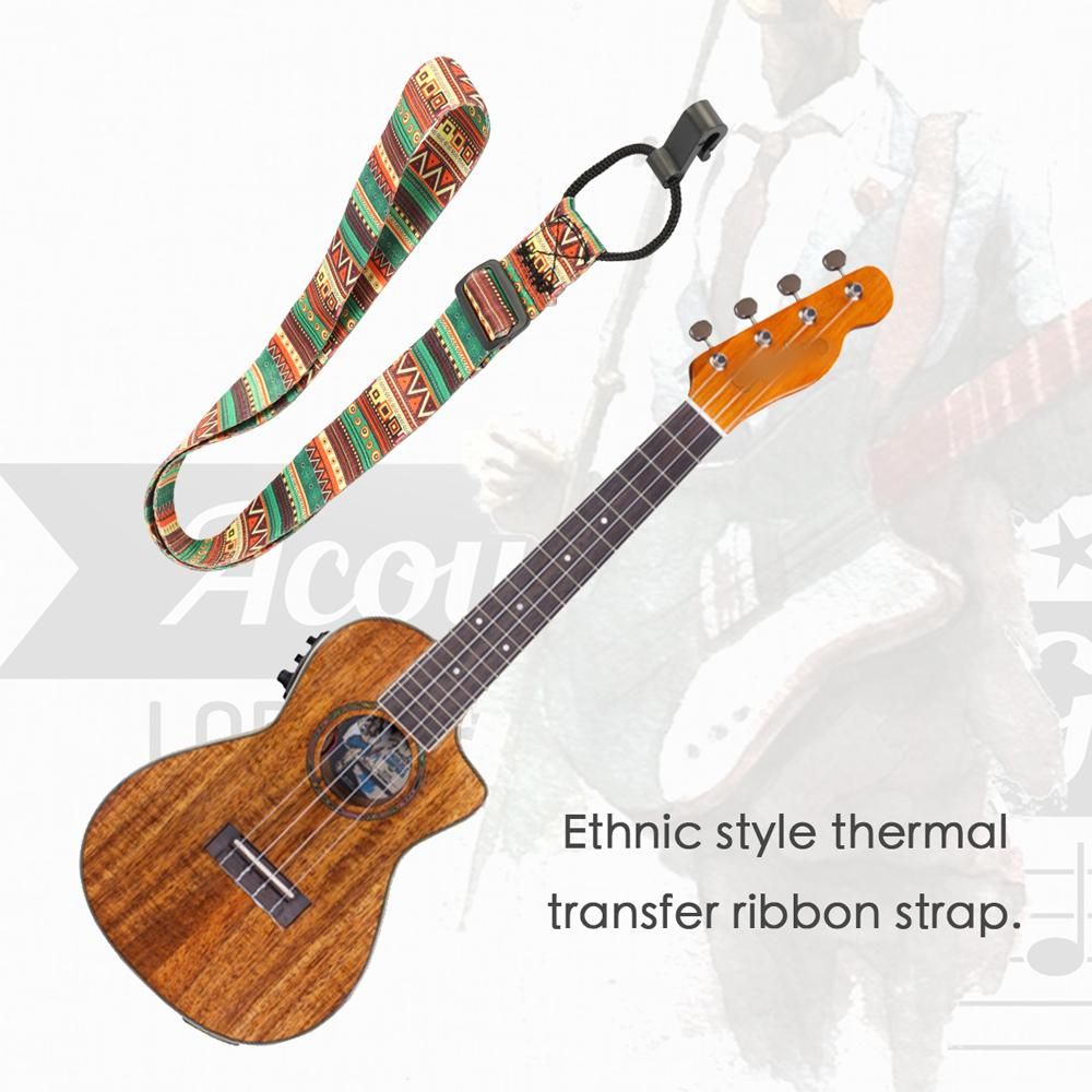 Colorful Ukulele Straps Thermal Transfer Ribbon Ethnic Style Practical Little Guitar Belt Musical Instrument Accessory