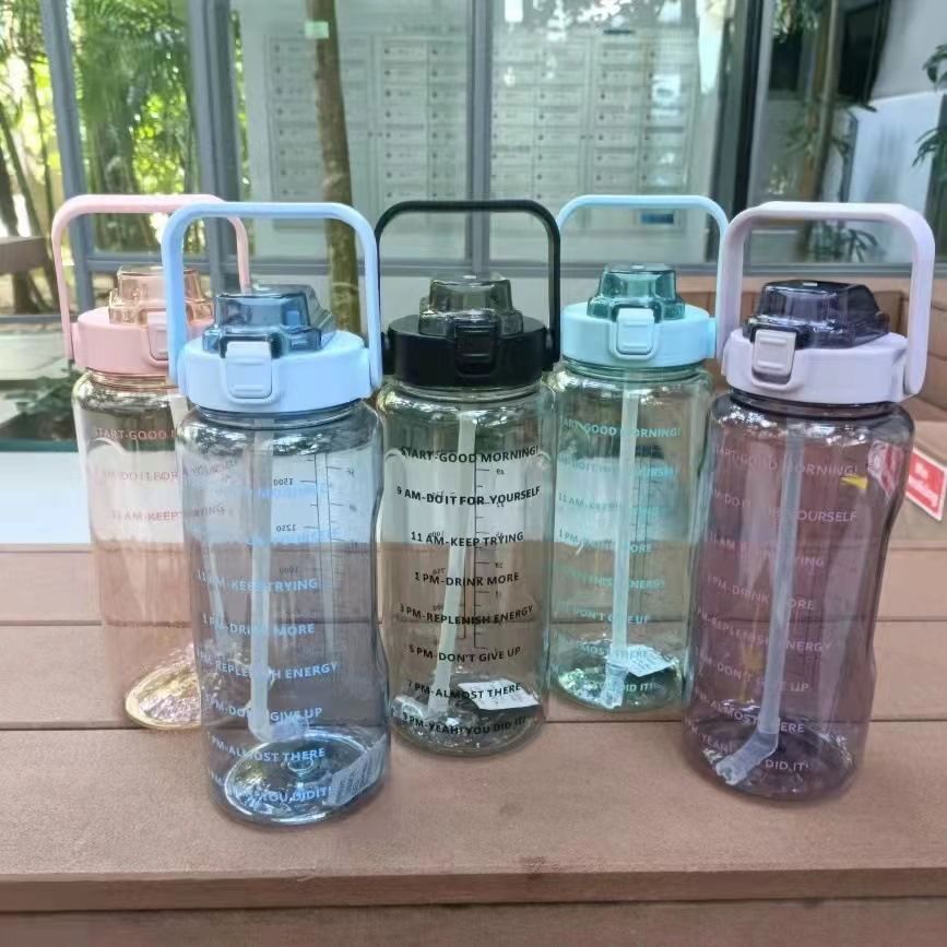 2000ml Bottle Motivational Water Bottle, Phone Stand - PINK