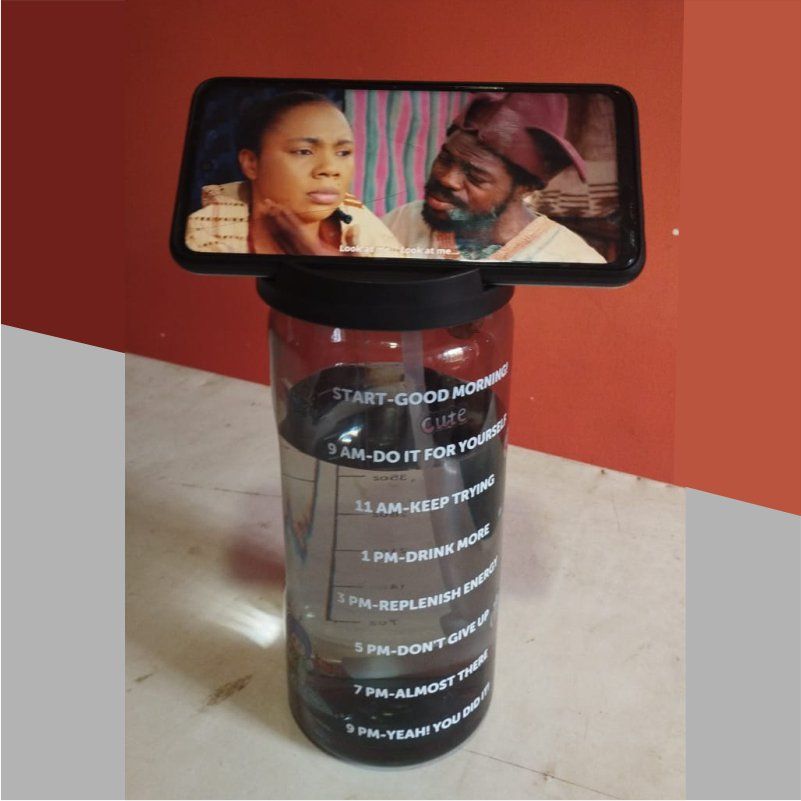 2000ml Bottle Motivational Water Bottle, Phone Stand - PINK
