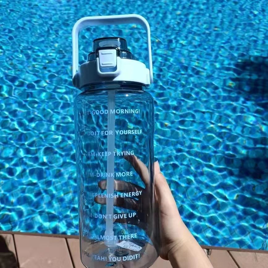 2000ml Bottle Motivational Water Bottle, Phone Stand - PINK