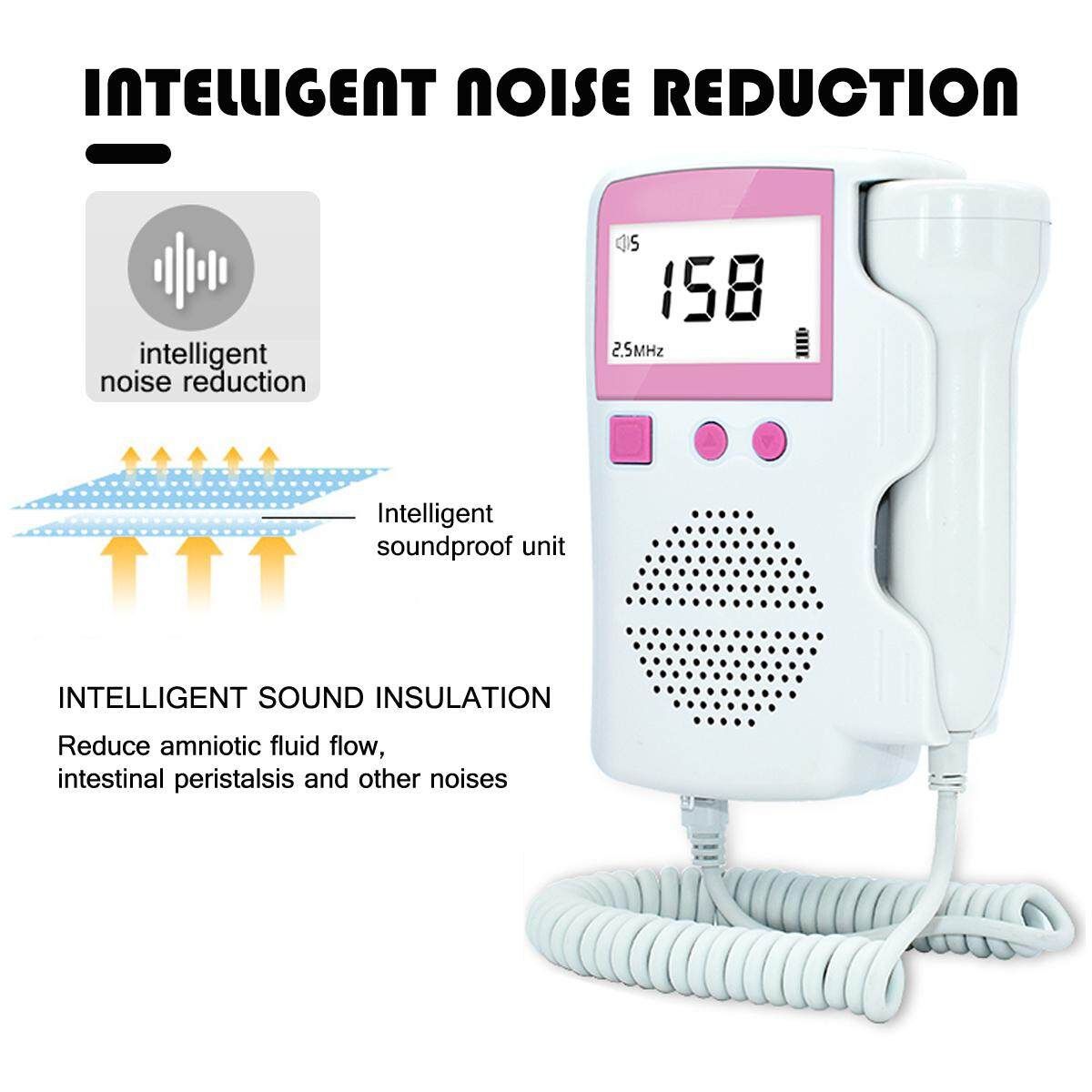 Heart Rate Pocket Fetal Doppler Ultrasound Baby Prenatal Scan Probe Heartbeat Sound Detector Accuracy ±2BPM