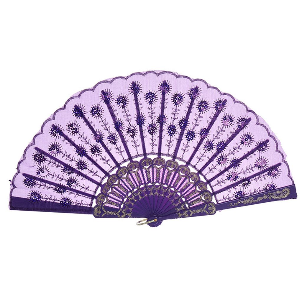Dance Wedding Best Silk 1pc Held Folding Style Fan Chinese Lace Flower C523 Hand Party