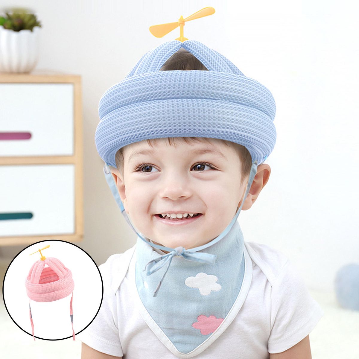 Infant Protective Safety Hat No Bumps Breathable Cotton Dragonfly Pink