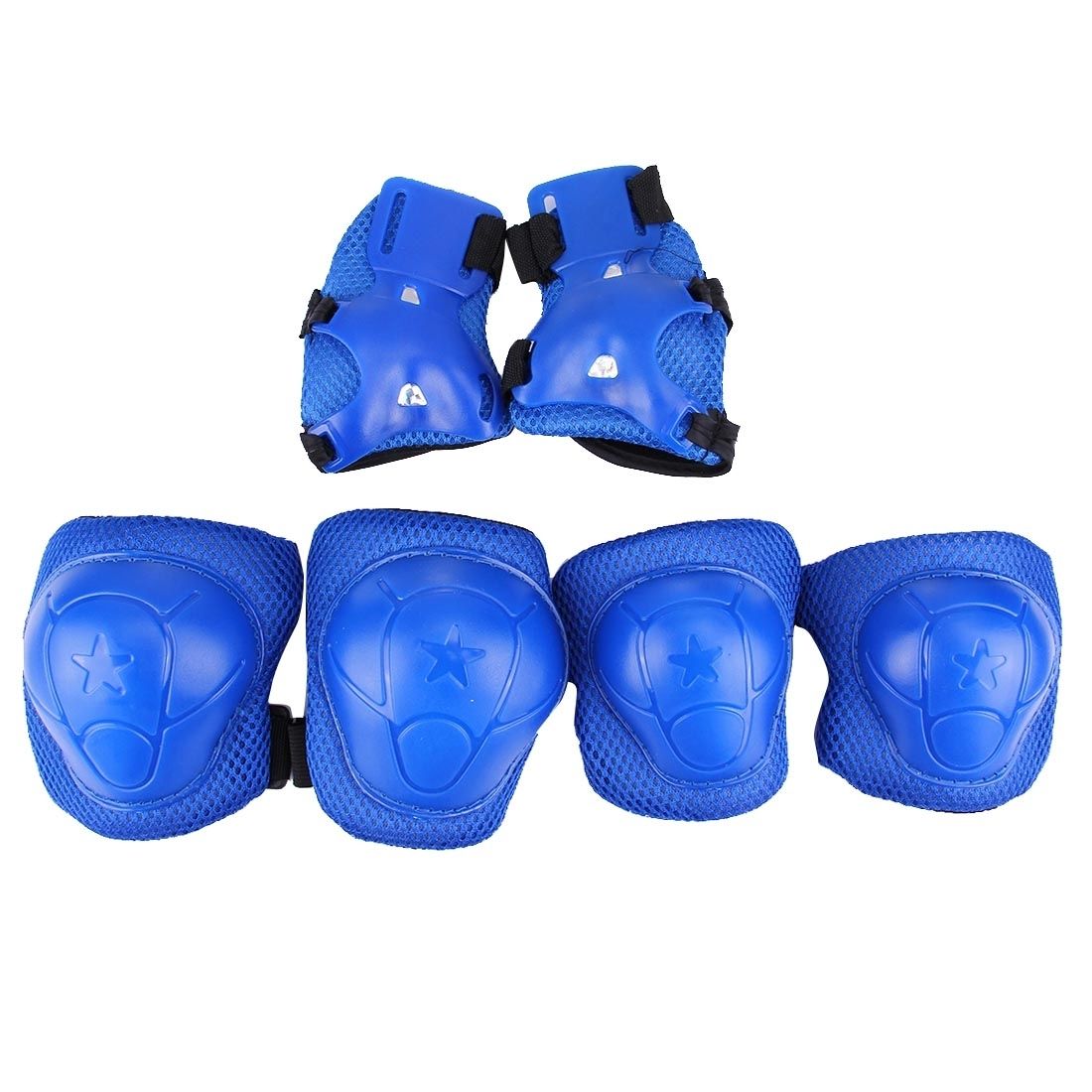 6 In 1 Roller Skate Knee & Elbow & Wrist Pads Protective Gear Sets(Dark Blue)
