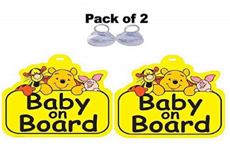 2 Pcs-Baby On Board Car Vehicle  Emergency Safety Caution Driving Signage