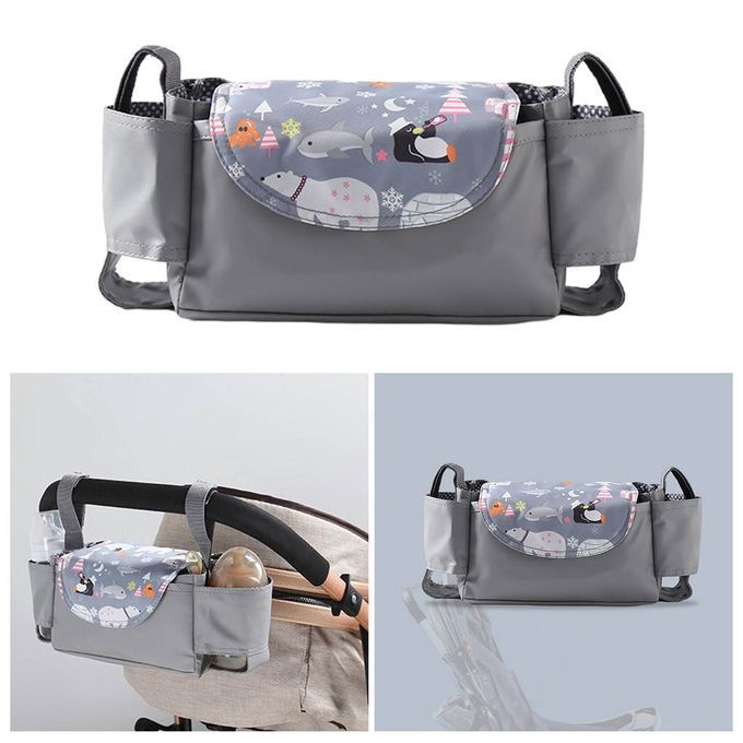 Baby Stroller Organizer Large Space Phone Bottle Cup Holder Bags Bear