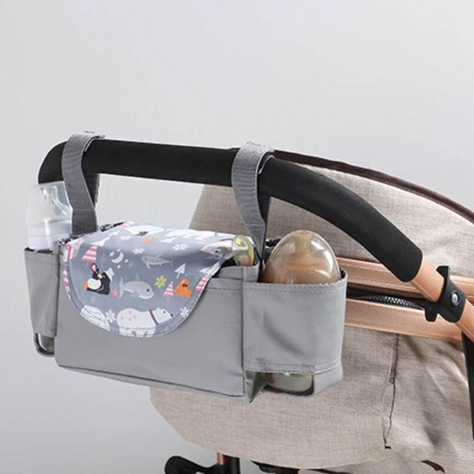 Baby Stroller Organizer Large Space Phone Bottle Cup Holder Bags Bear