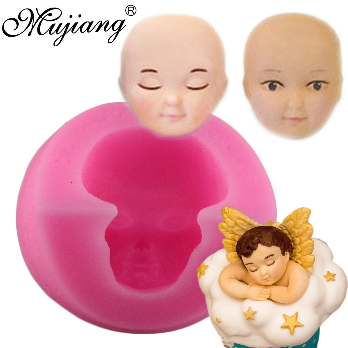 Mujiang Baby Face Polymer Clay Molds Fondant Cake