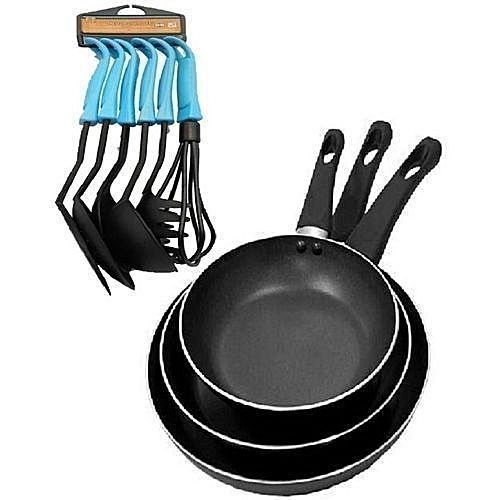 3 Set Fry Pan And Cooking Spoon