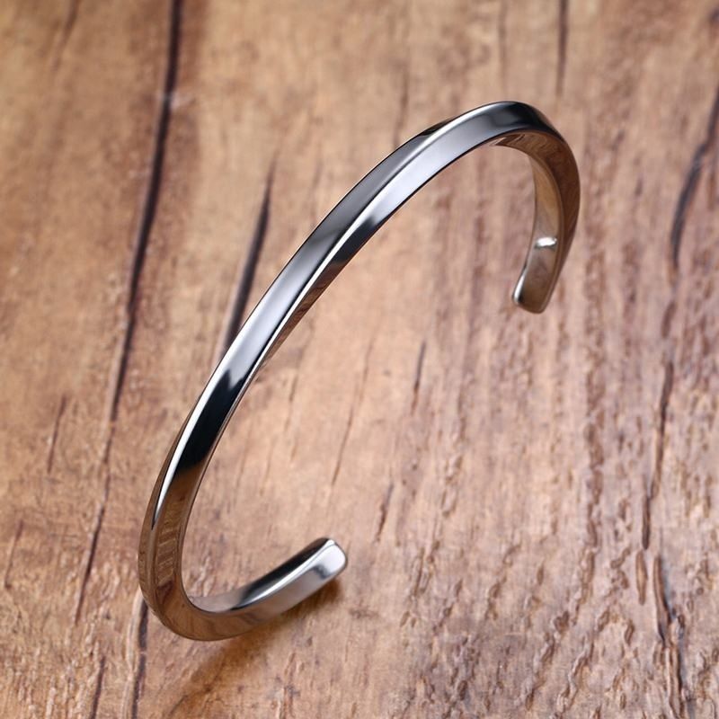 Vintage Stainless Steel Bangle For Men Women Mobius Twisted Cuff