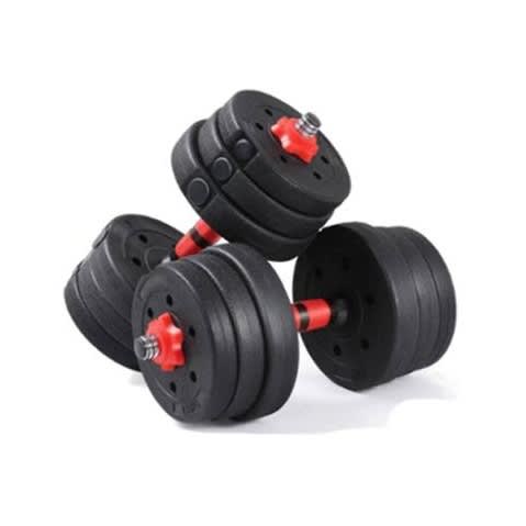 Pair Of 10kg Adjustable Plastic Dumbbell
