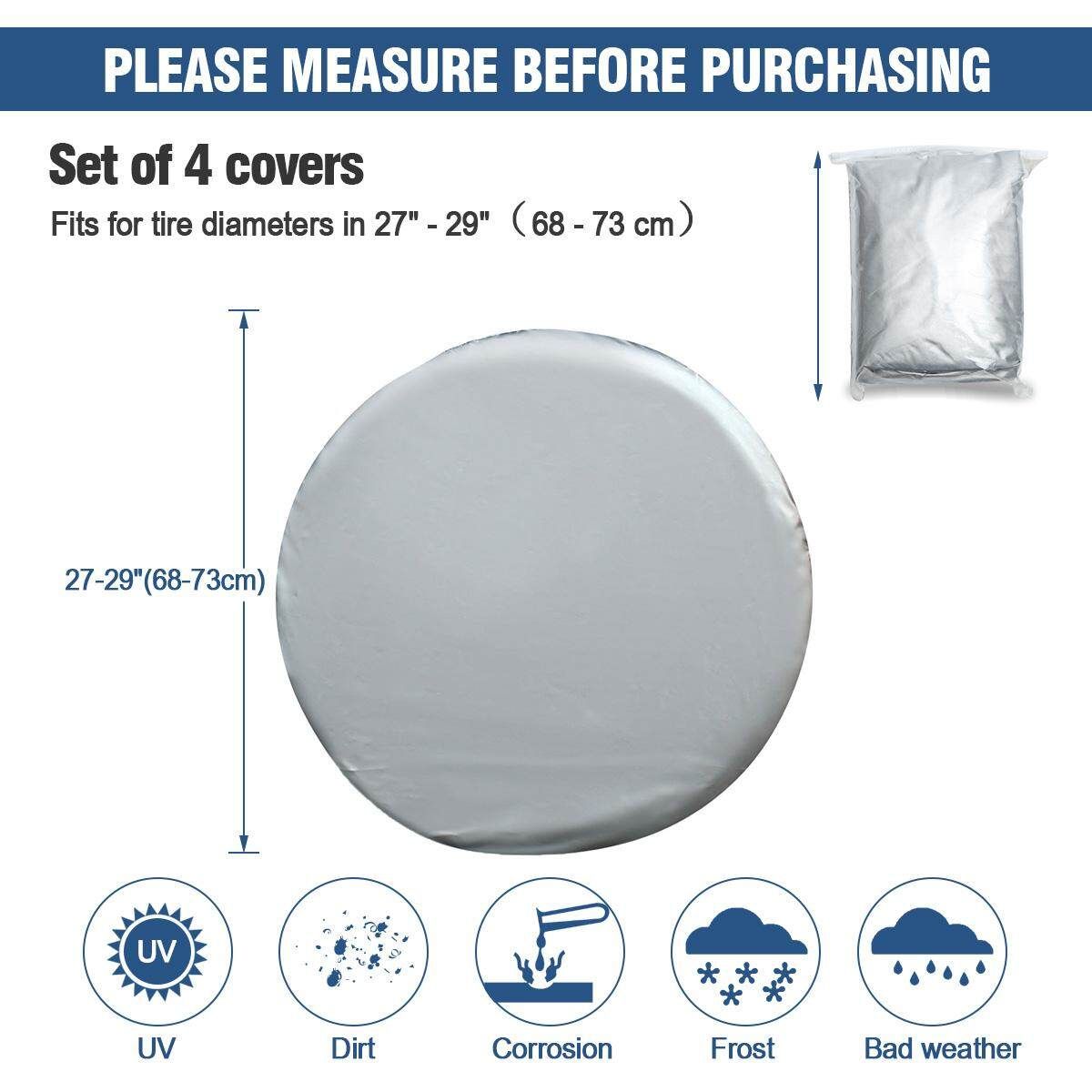 Set Of 4 Heavy Duty Car Tire Cover For RV Truck Trailer Motorhome GTC3Hx2