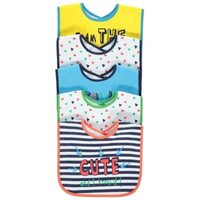 5 Pack Assorted Slogan Print Bibs