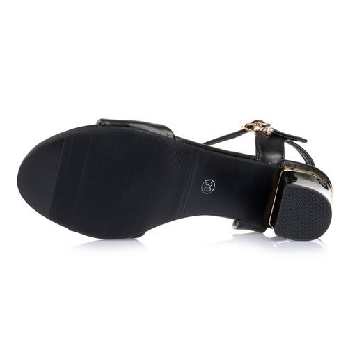 EUR Size34-42 Ladies Low Wedge Sandal Shoes- Black