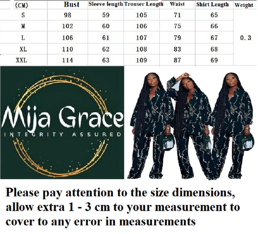 {MijaGrace} Women's Classy Printed Loose 2 Piece Pant Set - Black