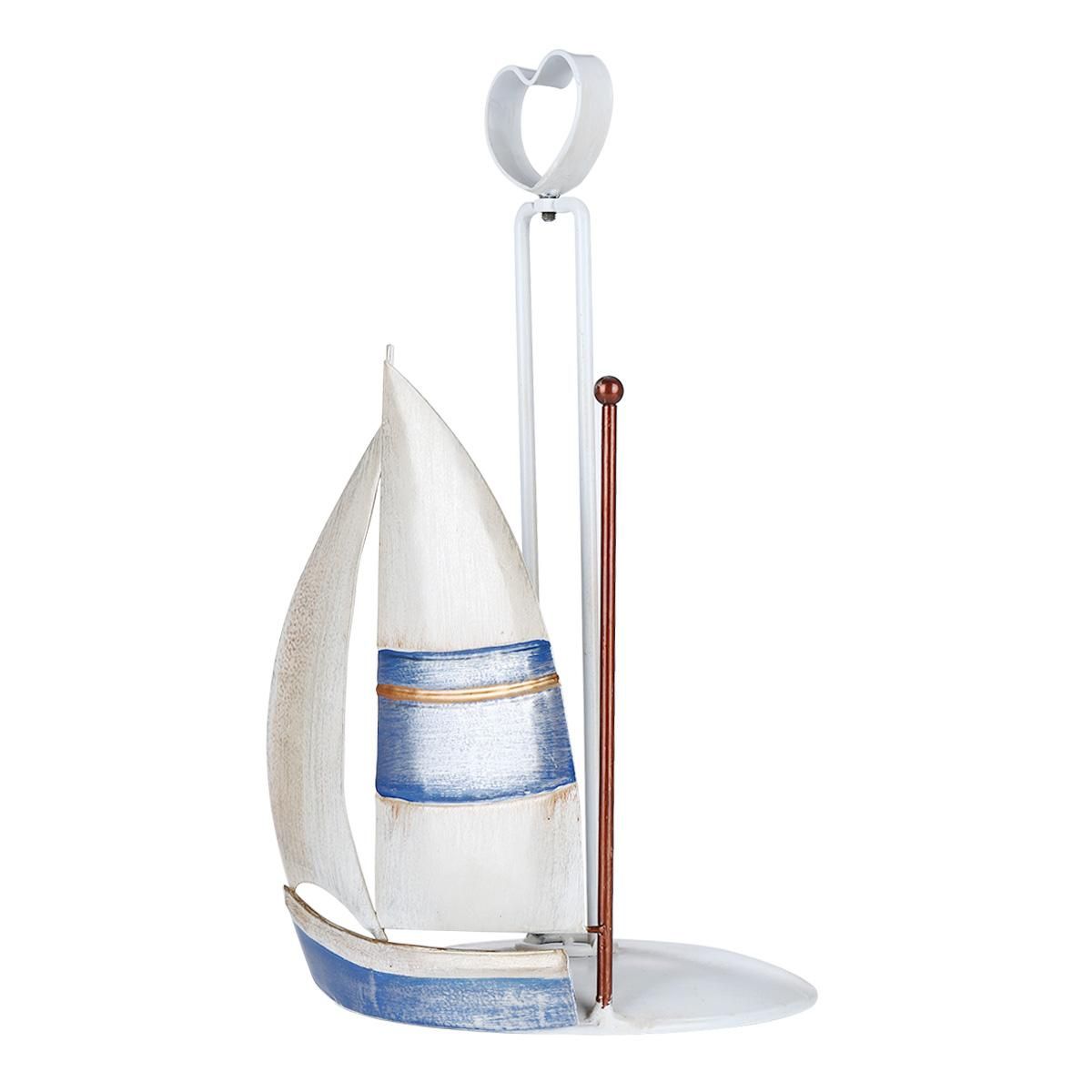 Tooarts Sailing Boat Paper Towel Holder Iron Paper Holder Bath Paper Rack Toilet Organizer Kitchen Paper Towel Holder Tabletop Decoration