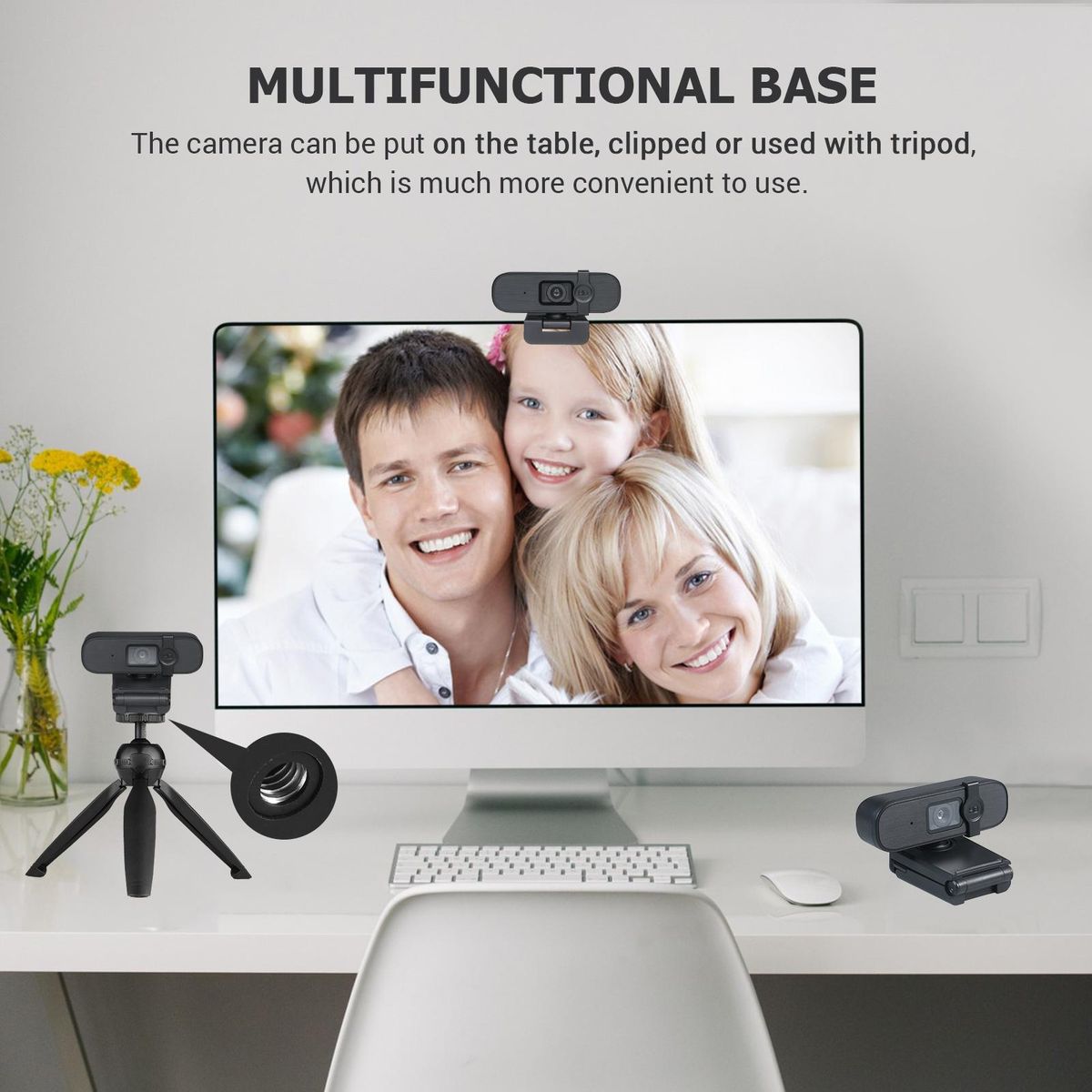 USB Webcam 2K High-definition Web Camera with Microphone Fixed Focus Computer Camera Conference Cam Driver Free Video Webcam Clip-on Camera for Laptop Desktop Computer