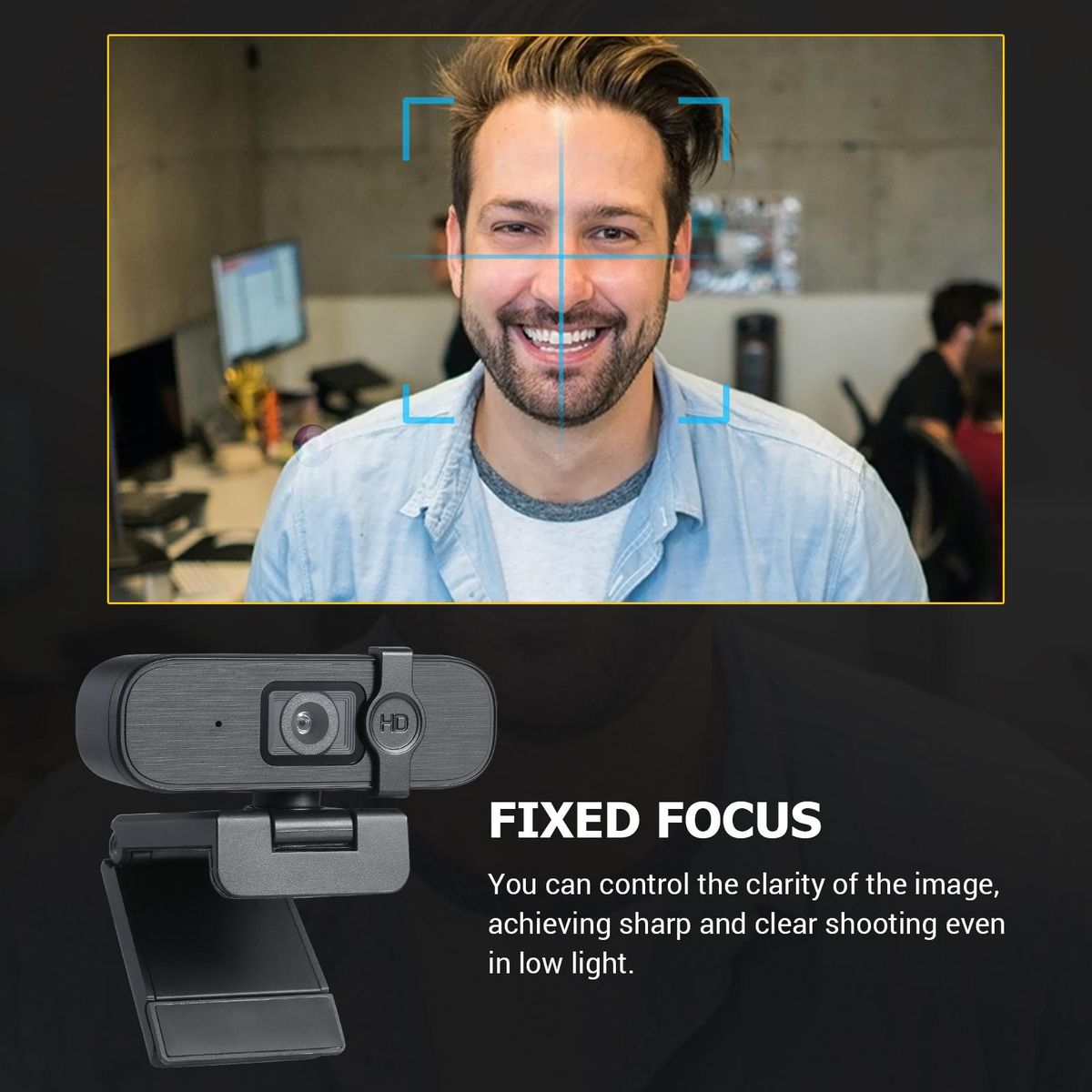 USB Webcam 2K High-definition Web Camera with Microphone Fixed Focus Computer Camera Conference Cam Driver Free Video Webcam Clip-on Camera for Laptop Desktop Computer