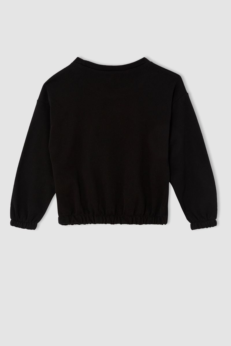 Girl - Regular Fit Crew Neck Knitted Sweat Shirt - Black