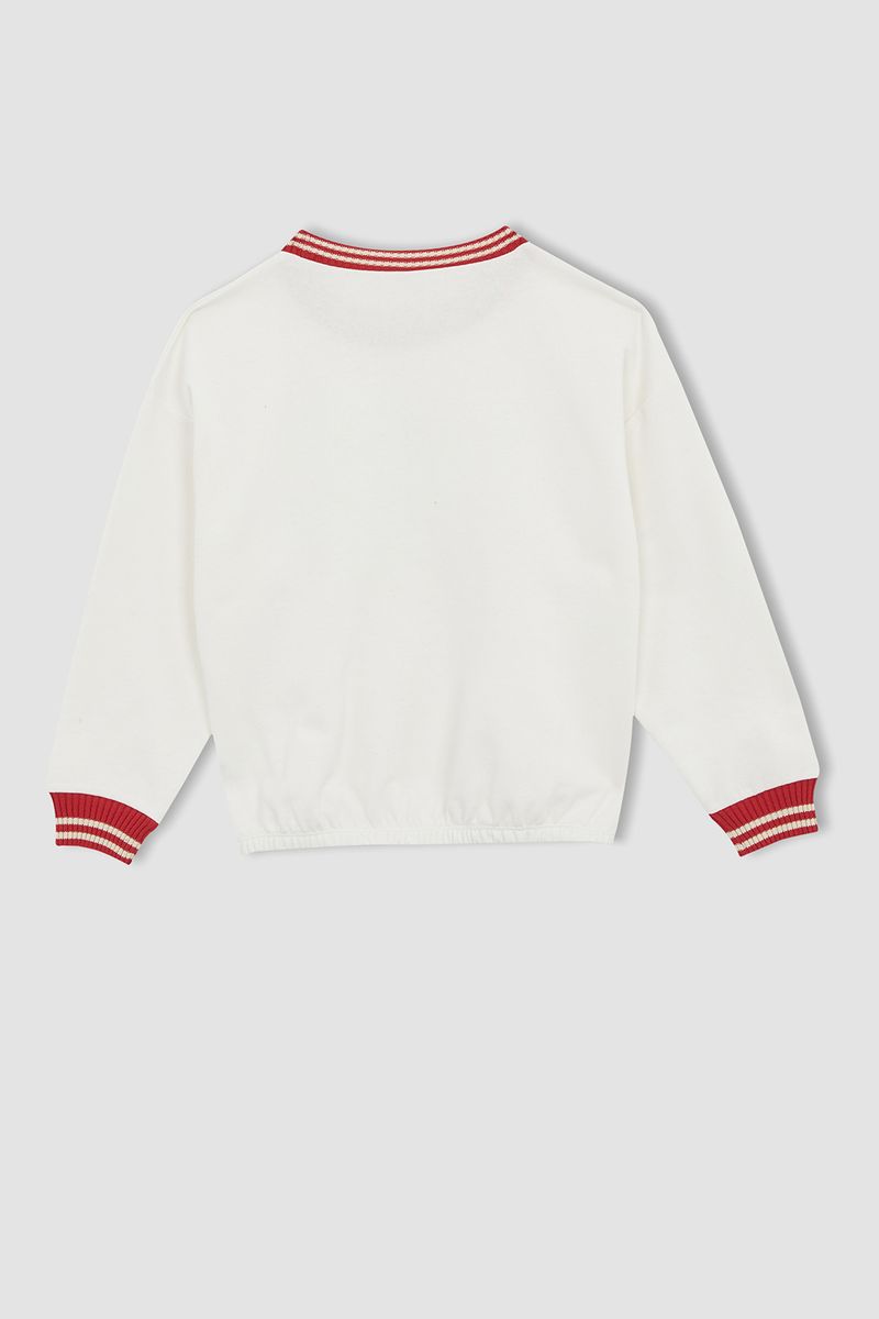Girl - Regular Fit Crew Neck Long Sleeve Knitted Sweat Shirt - Ecru