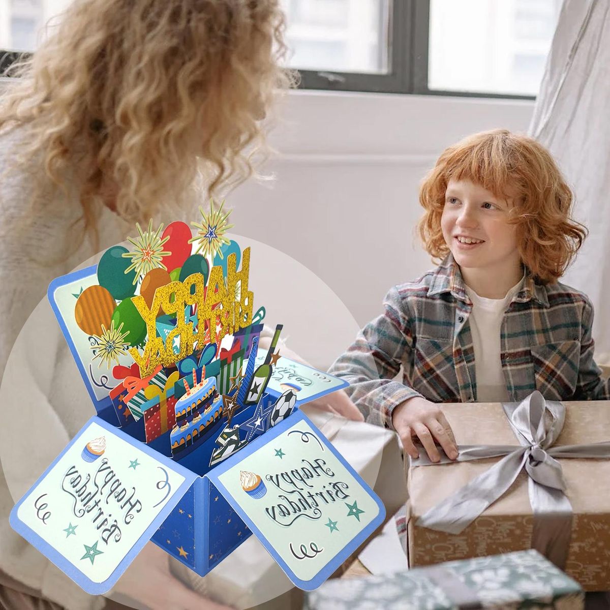 Birthday Card 3d Surprise Greeting Card Handmade Diy Birthday Gift 3d Blue