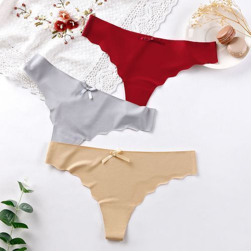 Women High Waist Leopard Stretchy Briefs Bowknot G-strings Thongs-Leopard