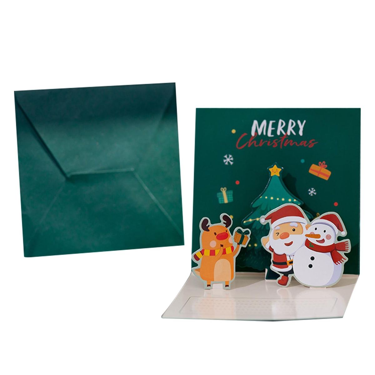 Three-dimensional Christmas Card Festive Holiday for Christmas Green