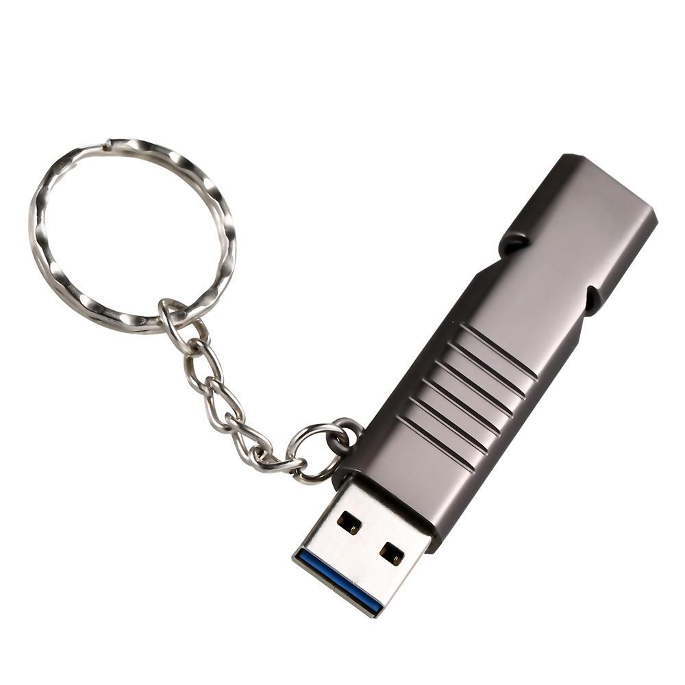 128GB USB3.0 U Disk Whistle USB Flash Drive 2-in-1 Design Portable U Disk Zinc Alloy Material Solid and Durable Plug and Play