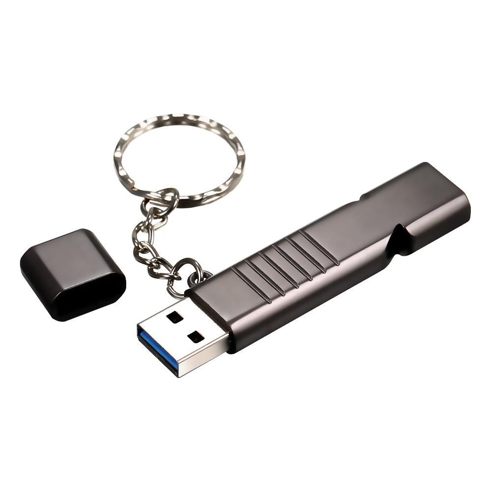 128GB USB3.0 U Disk Whistle USB Flash Drive 2-in-1 Design Portable U Disk Zinc Alloy Material Solid and Durable Plug and Play