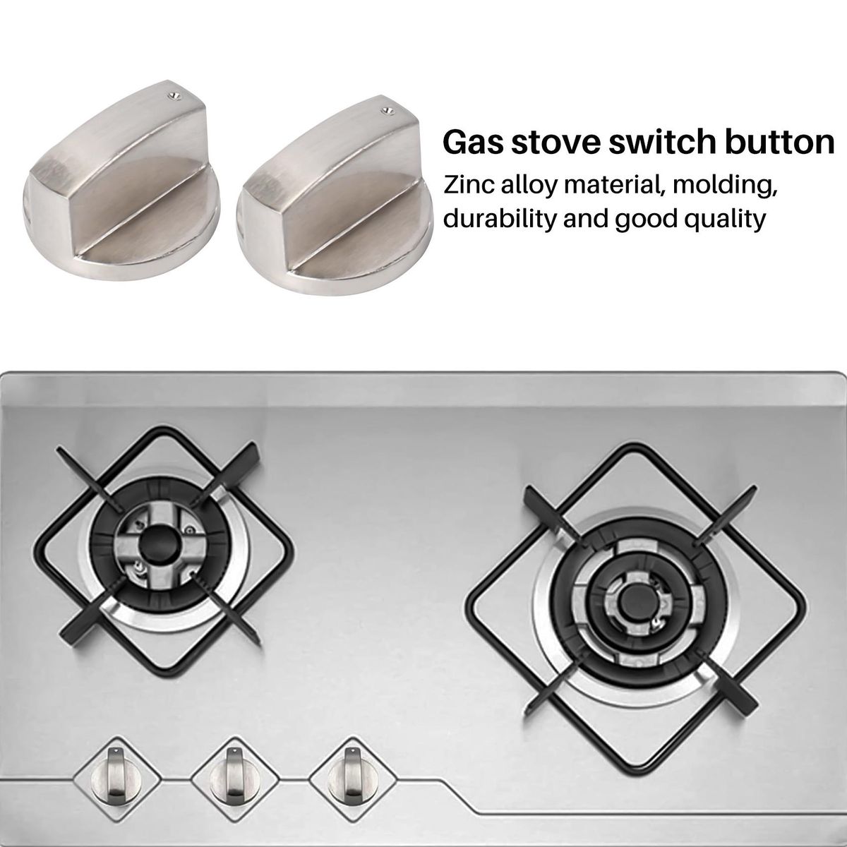 Brushed Metal Gas Stove Knobs Cooker Control Switch Range Oven Knobs Cooktop Burner Knob Gas Hob Switch Kitchen Replacement Accessories (8pcs 6mm Shaft Core)